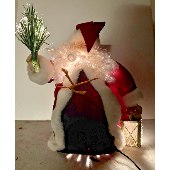Fiber Optic 13” Santa Claus Christmas Tree Topper/Tabletop Decor Holiday Light - Picture 3 of 14